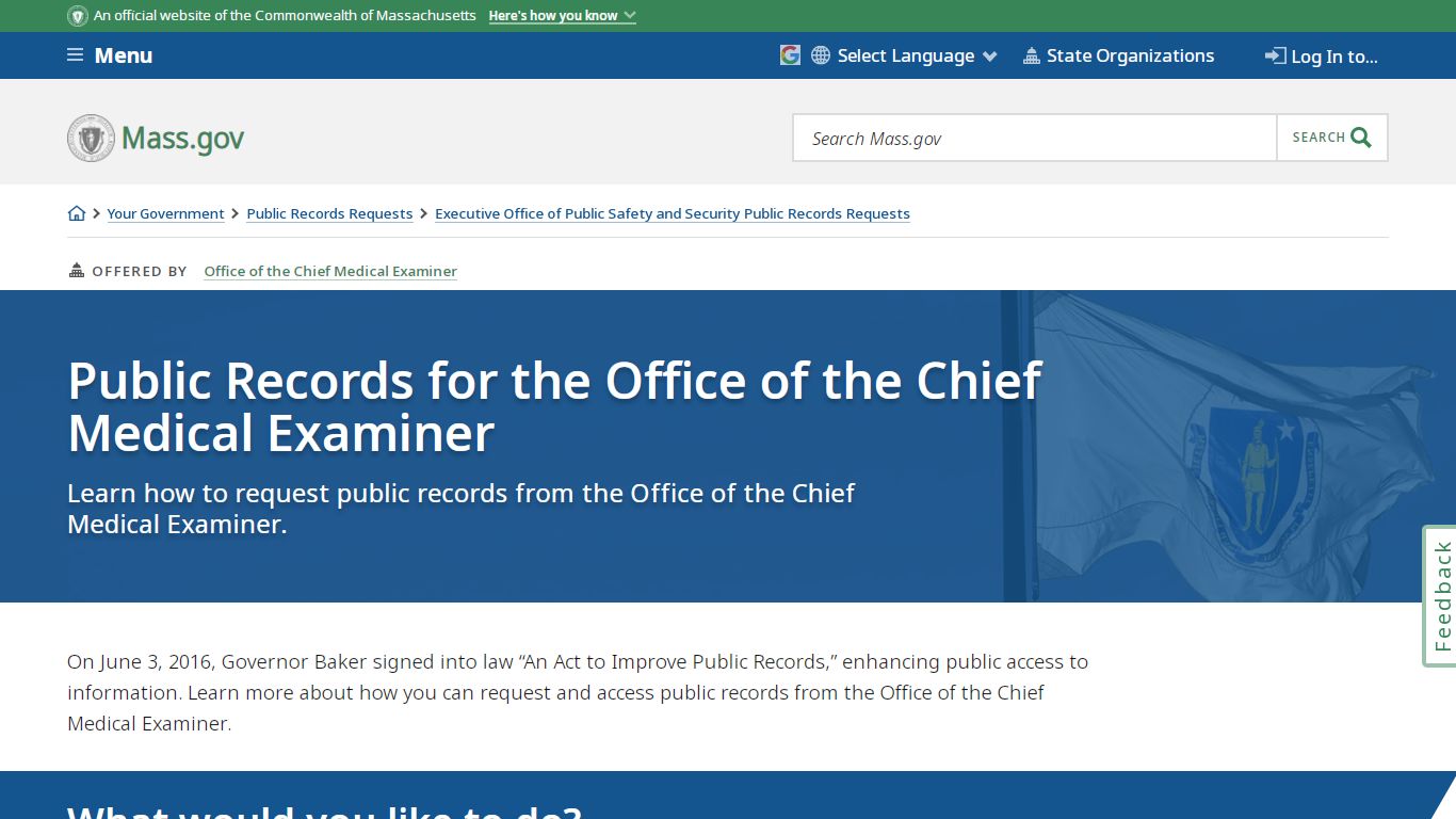 Public Records for the Office of the Chief Medical Examiner